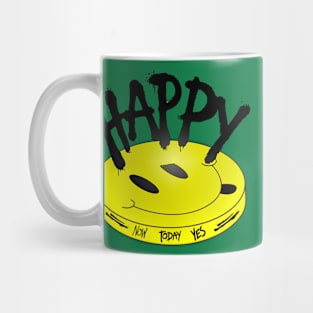 Happy emoji today and always. Smiling retro emoticon. Happy smile and good vibes. Mug